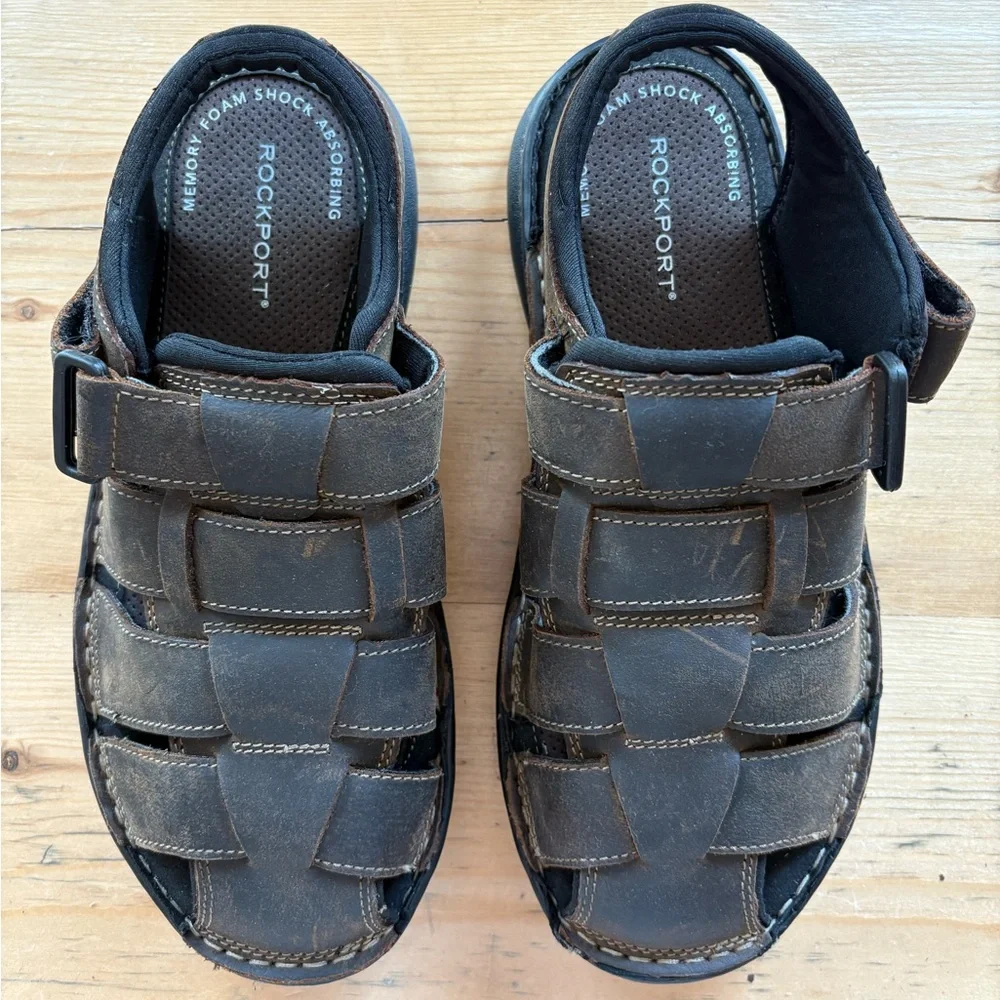 Rockport MEN'S DARWYN FISHERMAN SLINGBACK SANDAL Men's Brown Sandals Size 7.5